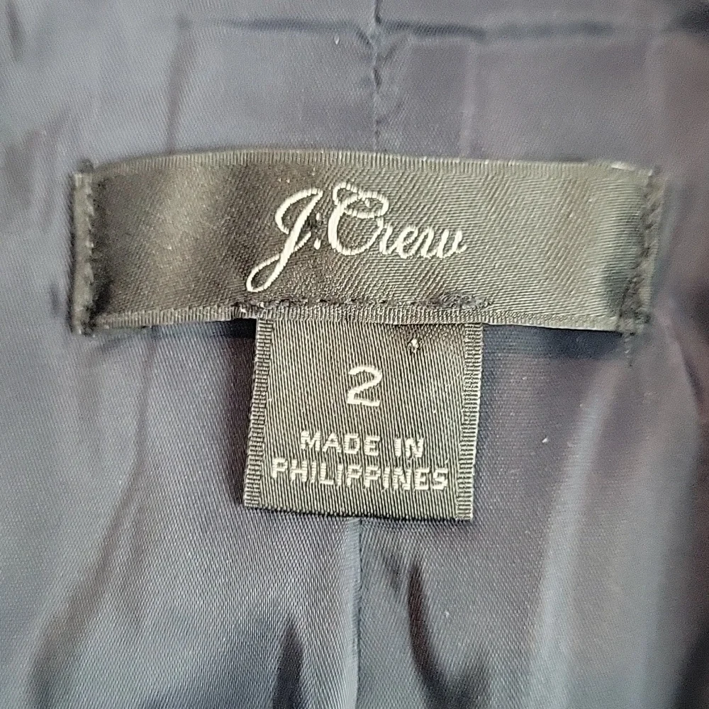 H2743 J. Crew collarless blazer navy blue size 2